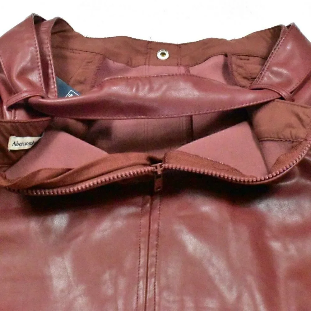 Abercrombie & Fitch Faux Leather Knee Length Brown Skirt Size S
